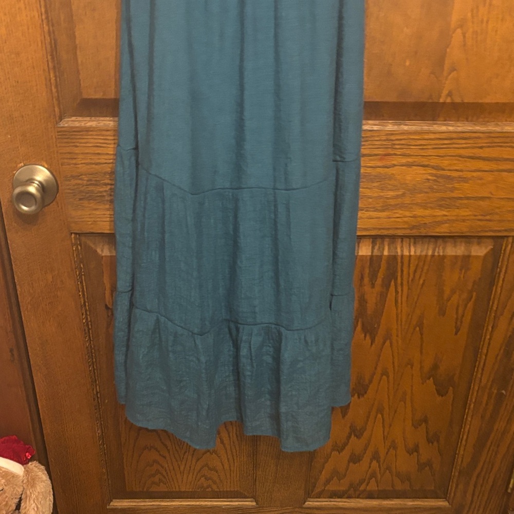 Teal Sleeveless Ruffle Dress - Picture 5 of 5